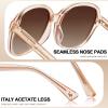 imageCARFIA Large Curved Acetate Polarized Sunglasses for Women UV Protection Retro Fashion Ladies Shades Driving Safety Eyewear4 Light Pink Frame Gradient Brown Lens