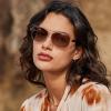imageCARFIA Lightweight Retro Pilot Sunglasses for Women Polarized UV Protection Trendy Outdoor Driving Lady Sunnies Metal Frame1 Polished Rose Gold Frame Frame Gradient Brown Lens