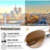 imageCARFIA Lightweight Retro Pilot Sunglasses for Women Polarized UV Protection Trendy Outdoor Driving Lady Sunnies Metal Frame2 Matted Gold Frame Gradient Brown Lens