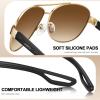 imageCARFIA Lightweight Retro Pilot Sunglasses for Women Polarized UV Protection Trendy Outdoor Driving Lady Sunnies Metal Frame2 Matted Gold Frame Gradient Brown Lens