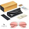 imageCARFIA Lightweight Retro Pilot Sunglasses for Women Polarized UV Protection Trendy Outdoor Driving Lady Sunnies Metal Frame3 Gold Frame Rose Colored Lens