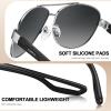 imageCARFIA Lightweight Retro Pilot Sunglasses for Women Polarized UV Protection Trendy Outdoor Driving Lady Sunnies Metal Frame4 Matted Silver Frame Gradient Grey Lens