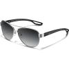 imageCARFIA Lightweight Retro Pilot Sunglasses for Women Polarized UV Protection Trendy Outdoor Driving Lady Sunnies Metal Frame4 Matted Silver Frame Gradient Grey Lens