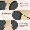 imageCARFIA Retro Acetate Polarized Sunglasses for Women UV Protection Fashion Metal Brow Ladies Shades Eyewears Round Sunnies1 Black Frame and Grey Lens