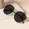 imageCARFIA Retro Acetate Polarized Sunglasses for Women UV Protection Fashion Metal Brow Ladies Shades Eyewears Round Sunnies1 Black Frame and Grey Lens