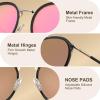 imageCARFIA Retro Acetate Polarized Sunglasses for Women UV Protection Fashion Metal Brow Ladies Shades Eyewears Round Sunnies3 Black Frame Pink Mirrored Lens
