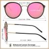 imageCARFIA Retro Acetate Polarized Sunglasses for Women UV Protection Fashion Metal Brow Ladies Shades Eyewears Round Sunnies3 Black Frame Pink Mirrored Lens