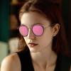 imageCARFIA Retro Acetate Polarized Sunglasses for Women UV Protection Fashion Metal Brow Ladies Shades Eyewears Round Sunnies3 Black Frame Pink Mirrored Lens
