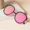 imageCARFIA Retro Acetate Polarized Sunglasses for Women UV Protection Fashion Metal Brow Ladies Shades Eyewears Round Sunnies3 Black Frame Pink Mirrored Lens