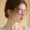 imageCARFIA Retro Acetate Polarized Sunglasses for Women UV Protection Fashion Metal Brow Ladies Shades Eyewears Round Sunnies3 Black Frame Pink Mirrored Lens