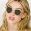 imageCARFIA Small Face Acetate Double Bridge Sunglasses for Women Polarized UV Protection Retro Metal Brow Eyewears Round Sunnies2 Clear Yellow Frame Green Lens