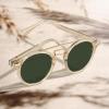 imageCARFIA Small Face Acetate Double Bridge Sunglasses for Women Polarized UV Protection Retro Metal Brow Eyewears Round Sunnies2 Clear Yellow Frame Green Lens