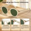 imageCARFIA Small Face Acetate Double Bridge Sunglasses for Women Polarized UV Protection Retro Metal Brow Eyewears Round Sunnies2 Clear Yellow Frame Green Lens