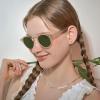 imageCARFIA Small Face Acetate Double Bridge Sunglasses for Women Polarized UV Protection Retro Metal Brow Eyewears Round Sunnies2 Clear Yellow Frame Green Lens