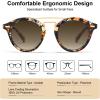 imageCARFIA Small Face Acetate Double Bridge Sunglasses for Women Polarized UV Protection Retro Metal Brow Eyewears Round Sunnies3 Brown Tortoise Frame Gradient Brown Lens