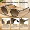 imageCARFIA Small Face Acetate Double Bridge Sunglasses for Women Polarized UV Protection Retro Metal Brow Eyewears Round Sunnies3 Brown Tortoise Frame Gradient Brown Lens