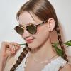 imageCARFIA Small Face Acetate Double Bridge Sunglasses for Women Polarized UV Protection Retro Metal Brow Eyewears Round Sunnies3 Brown Tortoise Frame Gradient Brown Lens