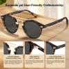 imageCARFIA Small Face Acetate Double Bridge Sunglasses for Women Polarized UV Protection Retro Metal Brow Eyewears Round Sunnies4 Yellow Tortoise Frame Grey Lens