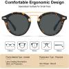 imageCARFIA Small Face Acetate Double Bridge Sunglasses for Women Polarized UV Protection Retro Metal Brow Eyewears Round Sunnies4 Yellow Tortoise Frame Grey Lens