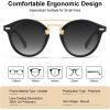 imageCARFIA Small Face Acetate Double Bridge Sunglasses for Women Polarized UV Protection Retro Metal Brow Eyewears Round Sunnies5 Black Frame Gradient Grey Lens