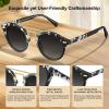 imageCARFIA Small Face Acetate Double Bridge Sunglasses for Women Polarized UV Protection Retro Metal Brow Eyewears Round Sunnies6 Marbled Tortoise Frame Gradient Grey Lens