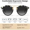 imageCARFIA Small Face Acetate Double Bridge Sunglasses for Women Polarized UV Protection Retro Metal Brow Eyewears Round Sunnies6 Marbled Tortoise Frame Gradient Grey Lens