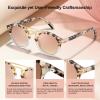 imageCARFIA Small Face Acetate Double Bridge Sunglasses for Women Polarized UV Protection Retro Metal Brow Eyewears Round Sunnies7 Pink Tortoise Frame Pink Mirrored