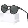 imageCARFIA Acetate Vintage Round Polarized Sunglasses for Men UV400 Lenses Handcrafted Frame1 Matte Black Frame  Grey Lens
