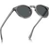 imageCARFIA Acetate Vintage Round Polarized Sunglasses for Men UV400 Lenses Handcrafted Frame7 Transparent Grey Frame  Grey Lens