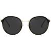 imageCARFIA Retro Acetate Polarized Sunglasses for Women UV Protection Fashion Metal Brow Ladies Shades Eyewears Round Sunnies1 Black Frame and Grey Lens