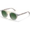 imageCARFIA Small Face Acetate Double Bridge Sunglasses for Women Polarized UV Protection Retro Metal Brow Eyewears Round Sunnies1 Blue Yellow Check Frame Gradient Green Lens