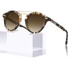 imageCARFIA Small Face Acetate Double Bridge Sunglasses for Women Polarized UV Protection Retro Metal Brow Eyewears Round Sunnies3 Brown Tortoise Frame Gradient Brown Lens
