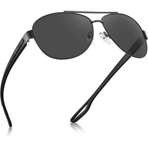 imageCARFIA Lightweight Retro Pilot Sunglasses for Women Polarized UV Protection Trendy Outdoor Driving Lady Sunnies Metal FrameBlack