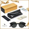 imageCARFIA Double Bridge Acetate Polarized Sunglasses for Men UV Protection Retro Cool Male Eyewears Metal Brow Round Sunnies2 Black Frame Grey Lens