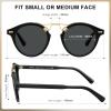 imageCARFIA Double Bridge Acetate Polarized Sunglasses for Men UV Protection Retro Cool Male Eyewears Metal Brow Round Sunnies2 Black Frame Grey Lens