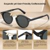 imageCARFIA Double Bridge Acetate Polarized Sunglasses for Men UV Protection Retro Cool Male Eyewears Metal Brow Round Sunnies2 Black Frame Grey Lens