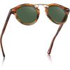 imageCARFIA Double Bridge Acetate Polarized Sunglasses for Men UV Protection Retro Cool Male Eyewears Metal Brow Round Sunnies3 Brown Striped Frame Green Lens