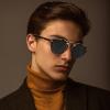 imageCARFIA Double Bridge Acetate Polarized Sunglasses for Men UV Protection Retro Cool Male Eyewears Metal Brow Round Sunnies4 Tortoise Frame Grey Lens