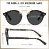 imageCARFIA Double Bridge Acetate Polarized Sunglasses for Men UV Protection Retro Cool Male Eyewears Metal Brow Round Sunnies4 Tortoise Frame Grey Lens