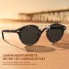 imageCARFIA Double Bridge Acetate Polarized Sunglasses for Men UV Protection Retro Cool Male Eyewears Metal Brow Round Sunnies4 Tortoise Frame Grey Lens