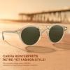 imageCARFIA Double Bridge Acetate Polarized Sunglasses for Men UV Protection Retro Cool Male Eyewears Metal Brow Round Sunnies5 Clear Yellow Frame Green Lens