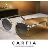 imageCARFIA Double Bridge Acetate Polarized Sunglasses for Men UV Protection Retro Cool Male Eyewears Metal Brow Round Sunnies7 Marbled Tortoise Frame Gradient Grey Lens