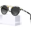imageCARFIA Double Bridge Acetate Polarized Sunglasses for Men UV Protection Retro Cool Male Eyewears Metal Brow Round Sunnies7 Marbled Tortoise Frame Gradient Grey Lens