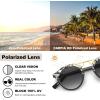 imageCARFIA Double Bridge Acetate Polarized Sunglasses for Men UV Protection Retro Cool Male Eyewears Metal Brow Round Sunnies7 Marbled Tortoise Frame Gradient Grey Lens