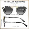 imageCARFIA Double Bridge Acetate Polarized Sunglasses for Men UV Protection Retro Cool Male Eyewears Metal Brow Round Sunnies7 Marbled Tortoise Frame Gradient Grey Lens
