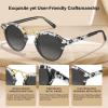 imageCARFIA Double Bridge Acetate Polarized Sunglasses for Men UV Protection Retro Cool Male Eyewears Metal Brow Round Sunnies7 Marbled Tortoise Frame Gradient Grey Lens
