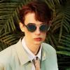 imageCARFIA Double Bridge Acetate Polarized Sunglasses for Men UV Protection Retro Cool Male Eyewears Metal Brow Round Sunnies8 Blue Floral Tortoise Frame Gradient Grey Lens