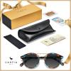 imageCARFIA Double Bridge Acetate Polarized Sunglasses for Men UV Protection Retro Cool Male Eyewears Metal Brow Round Sunnies8 Blue Floral Tortoise Frame Gradient Grey Lens