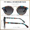 imageCARFIA Double Bridge Acetate Polarized Sunglasses for Men UV Protection Retro Cool Male Eyewears Metal Brow Round Sunnies8 Blue Floral Tortoise Frame Gradient Grey Lens