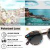 imageCARFIA Double Bridge Acetate Polarized Sunglasses for Men UV Protection Retro Cool Male Eyewears Metal Brow Round Sunnies8 Blue Floral Tortoise Frame Gradient Grey Lens